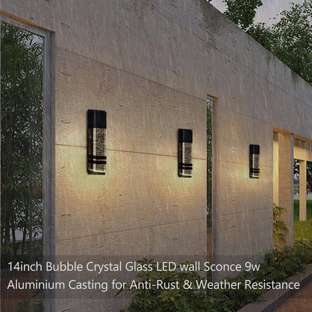 Cedar Hill 14 in. 9-Watt Outdoor Bubble Crystal Glass LED Modern Wall Sconce (1-Pack) 534001