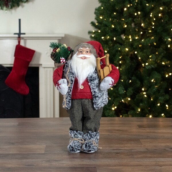 18 Standing Santa Christmas Figure Carrying Presents and a Sled