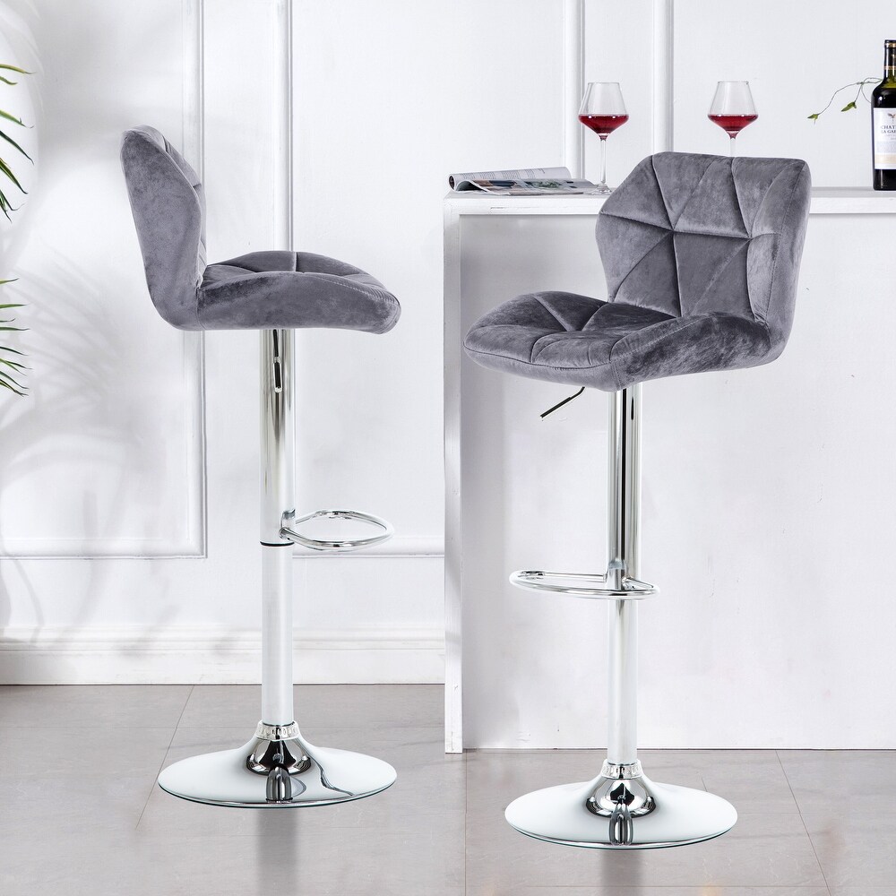 Upholstered Adjustable Barstools Counter Bar Pub Height Stools Set of 2