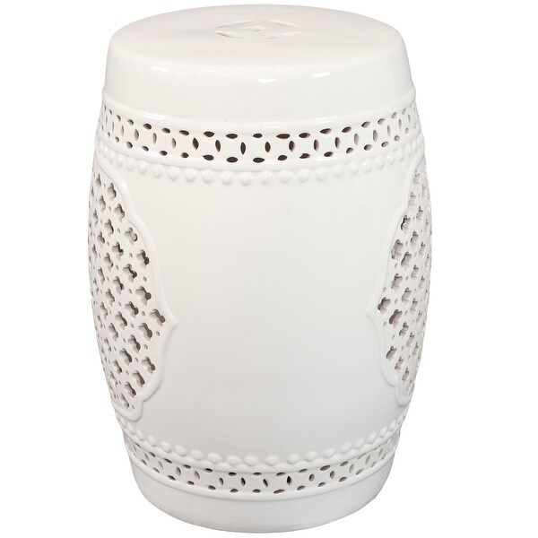 Sunnydaze Marrakesh Lattice Ceramic Decorative Garden Stool