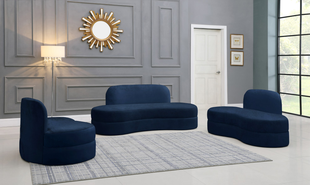 Mitzy Velvet Upholstered  Kidney Shaped Chair   Contemporary   Sofas   by Meridian Furniture  Houzz