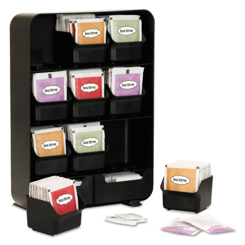 Mind Reader Baggy Nine-Drawer Tea Bag and Accessory Holder， 10.24 x 4.33 x 13.11， Black (TBORGBLK)