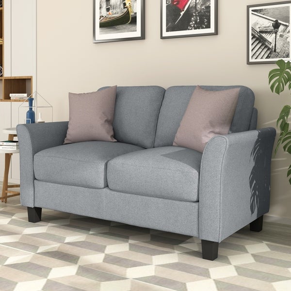 2-piece Set fabric Sofa Living Room Furniture with Upholstered Loveseat Sofa and 3-seat sofa with Hardwood Frame Support