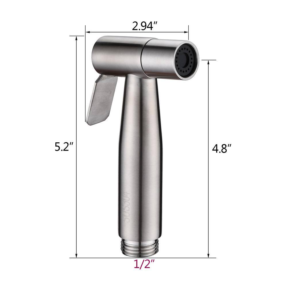 Tileon Non-Electric Handheld Bidet Sprayer for Toilet Single Handle Bidet Attachment in Brushed Nickel AYBSZHD1234