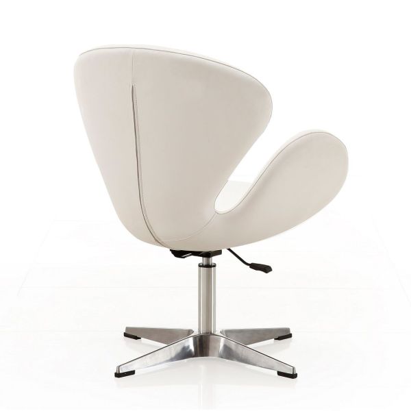 Raspberry Faux Leather Adjustable Swivel Chair in White and Polished Chrome (Set of 2)