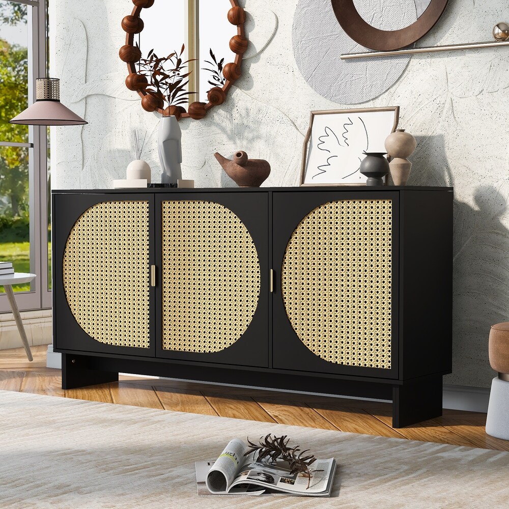 Storage Cabinet Accent Cabinet Buffet Cabinet with Rattan Door