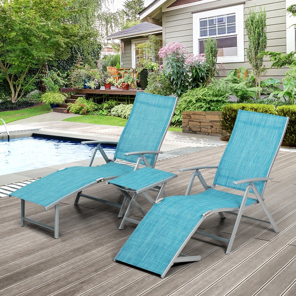 Pellebant Outdoor Adjustable Patio Chaise Lounge Chair and Table Set   N/A