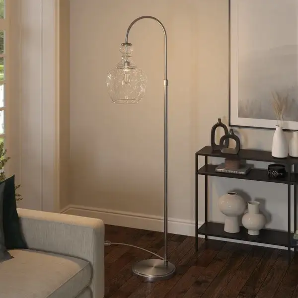 Verona Arc Floor Lamp with Glass Shade