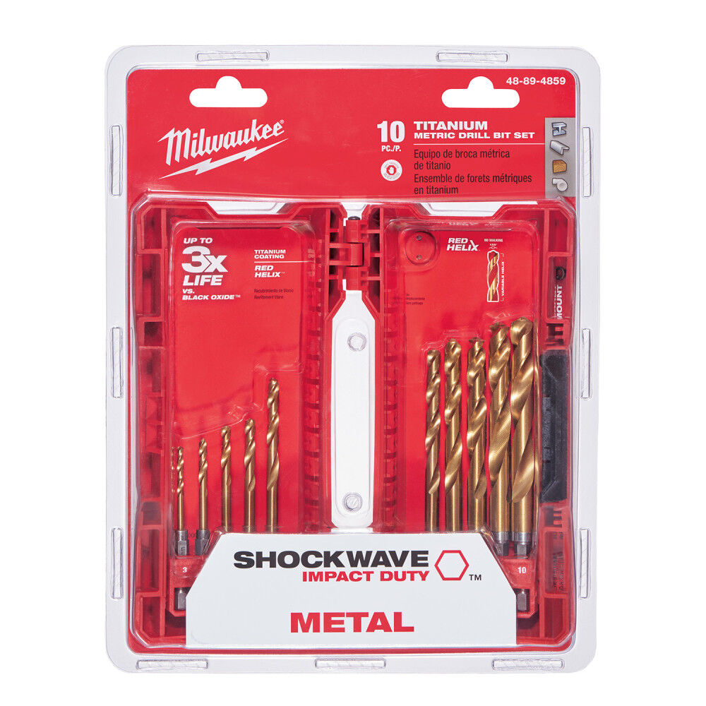 Milwaukee 10-Piece Metric Titanium SHOCKWAVE Red Helix Drill Bit Kit 48-89-4859 from Milwaukee