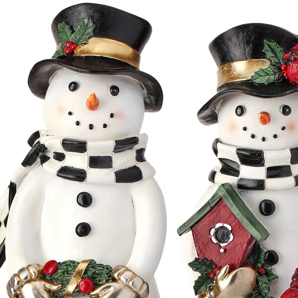 12 Resin Snowman With Check Design Set of 2