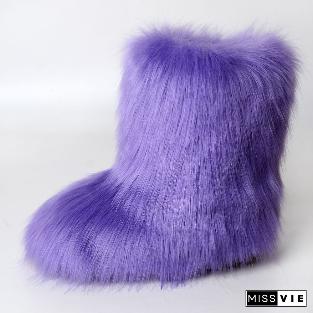 Fashion Casual Fur Boots Plus Velvet Ski Boots