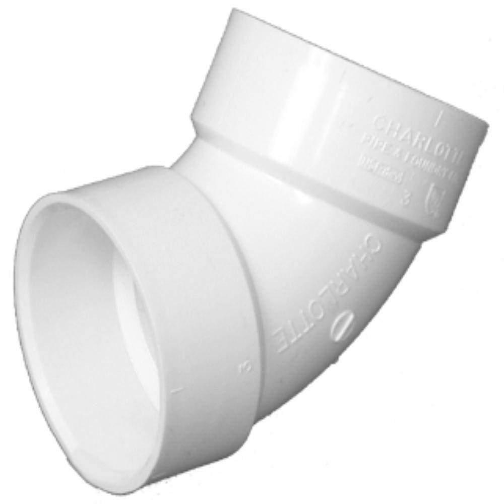 Charlotte Pipe 3 in. PVC DWV 22-12 Hub x Hub Elbow PVC 00319  1000