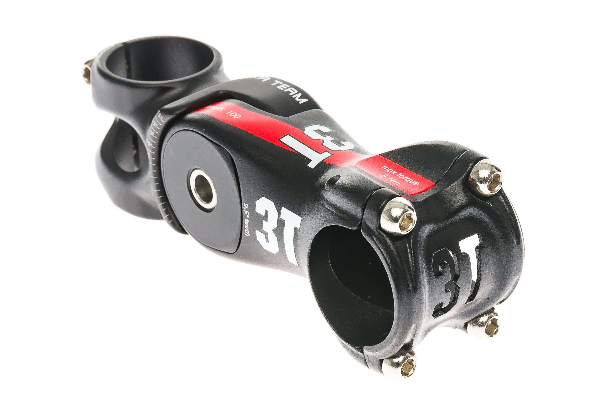 3T Arxa Team Aluminum Adjustable Stem 31.8mm Clamp 100mm +/- 35 Degree Black/Red