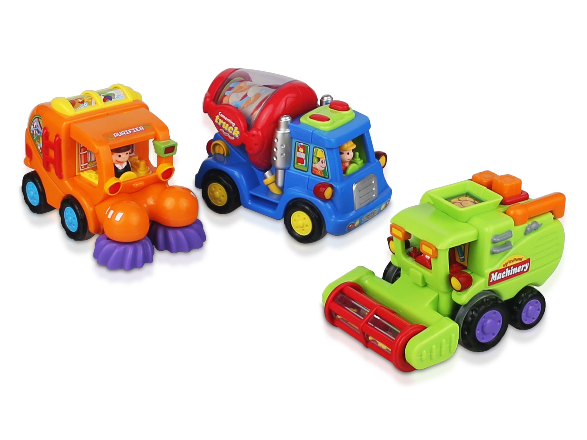 CifToys Friction Powered Push and Go Toddler Construction Toys Truck Vehicle Playset (3 Pieces)