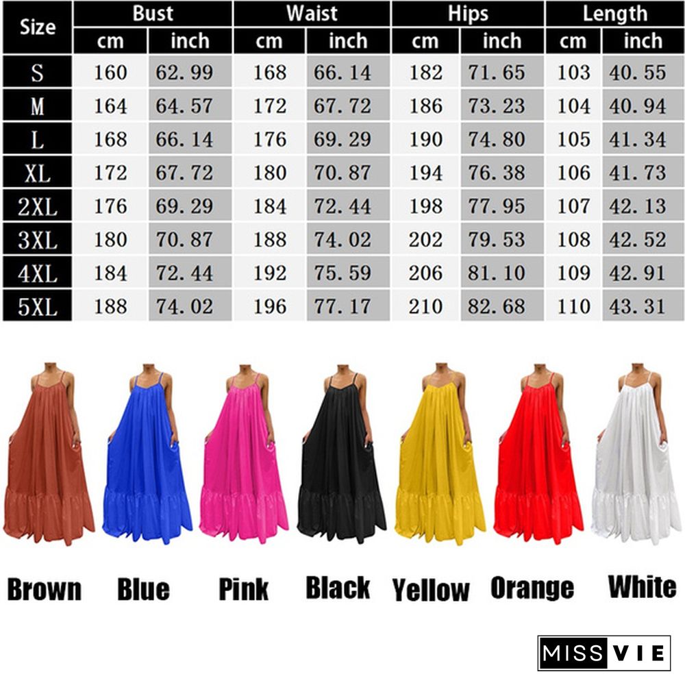 New Women Camisole Oversized Fashion Casual Sleeveless Maxi Dresses Strap Dress Backless Big Swing Floor-Length Robe