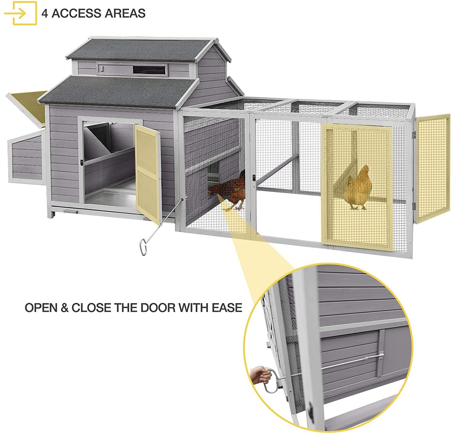 Morgete Extra Large Chicken Coop Wooden Hen House for 8-10 Chickens