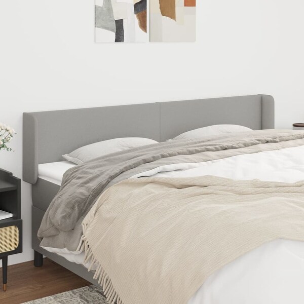 vidaXL Headboard with Ears Dark/Light Gray Fabric - - 37455505