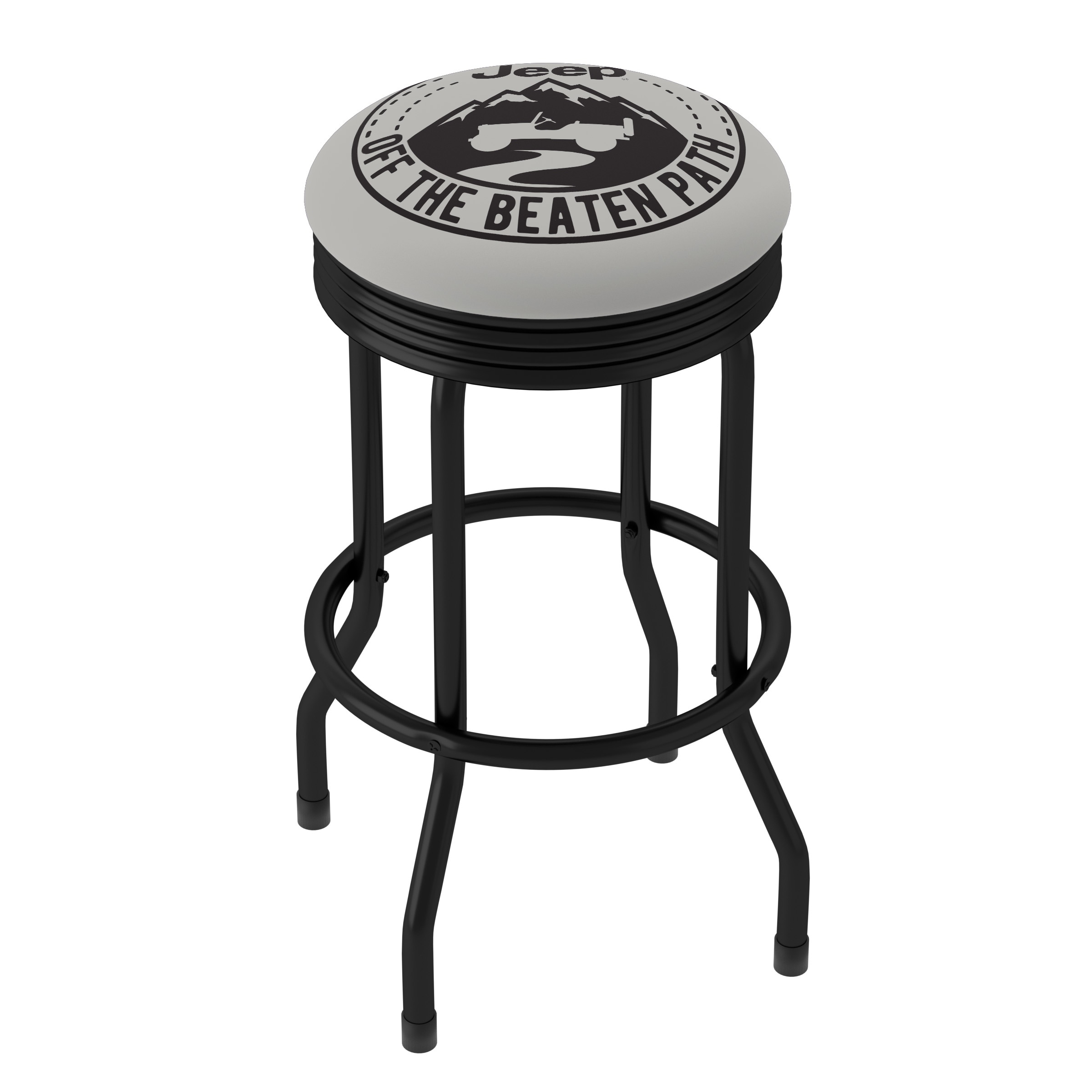 Jeep Black Mountain 360 Degree Swivel Black Barstool with Foam Padded Seat - 20.75 x 20.75 x 29