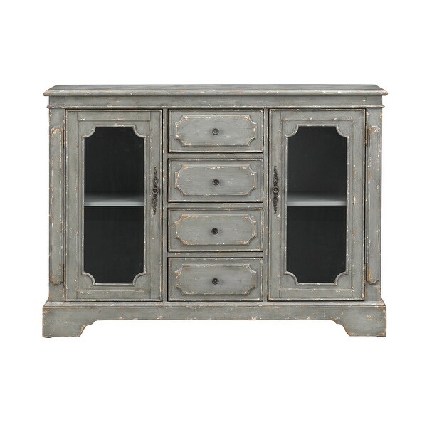 Somette Weston Aged Blue Grey Two Door Four Drawer Credenza