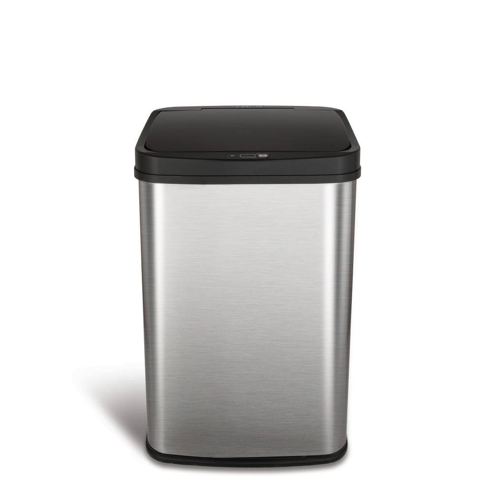 NINESTARS 13 Gal. Stainless Steel Touchless Metal Household Trash Can DZT-50-28