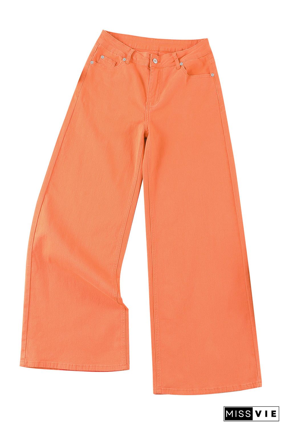 Orange Acid Wash High Waist Wide Leg Jeans