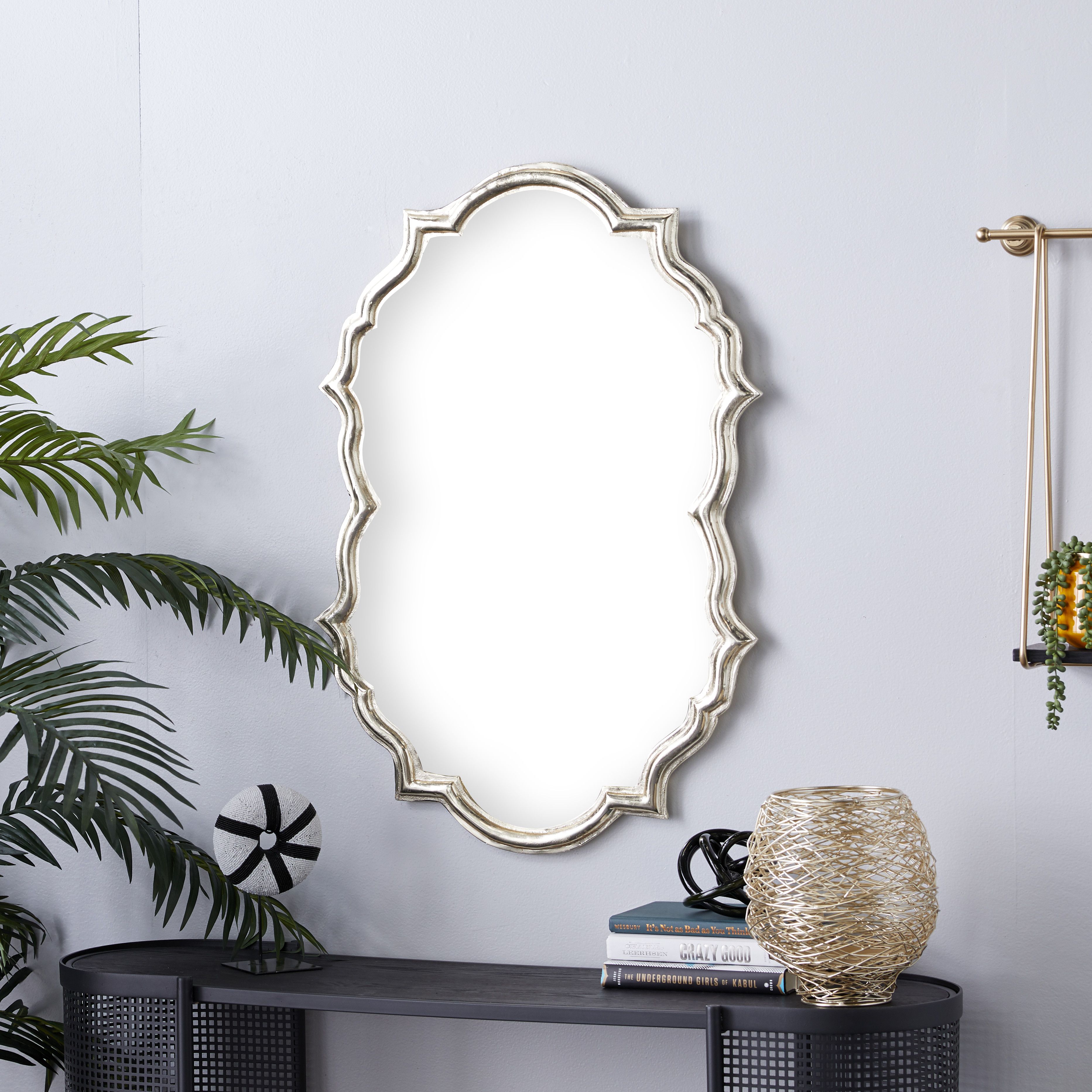 Gold Aluminum Contemporary Wall Mirror 36 x 25 x 2