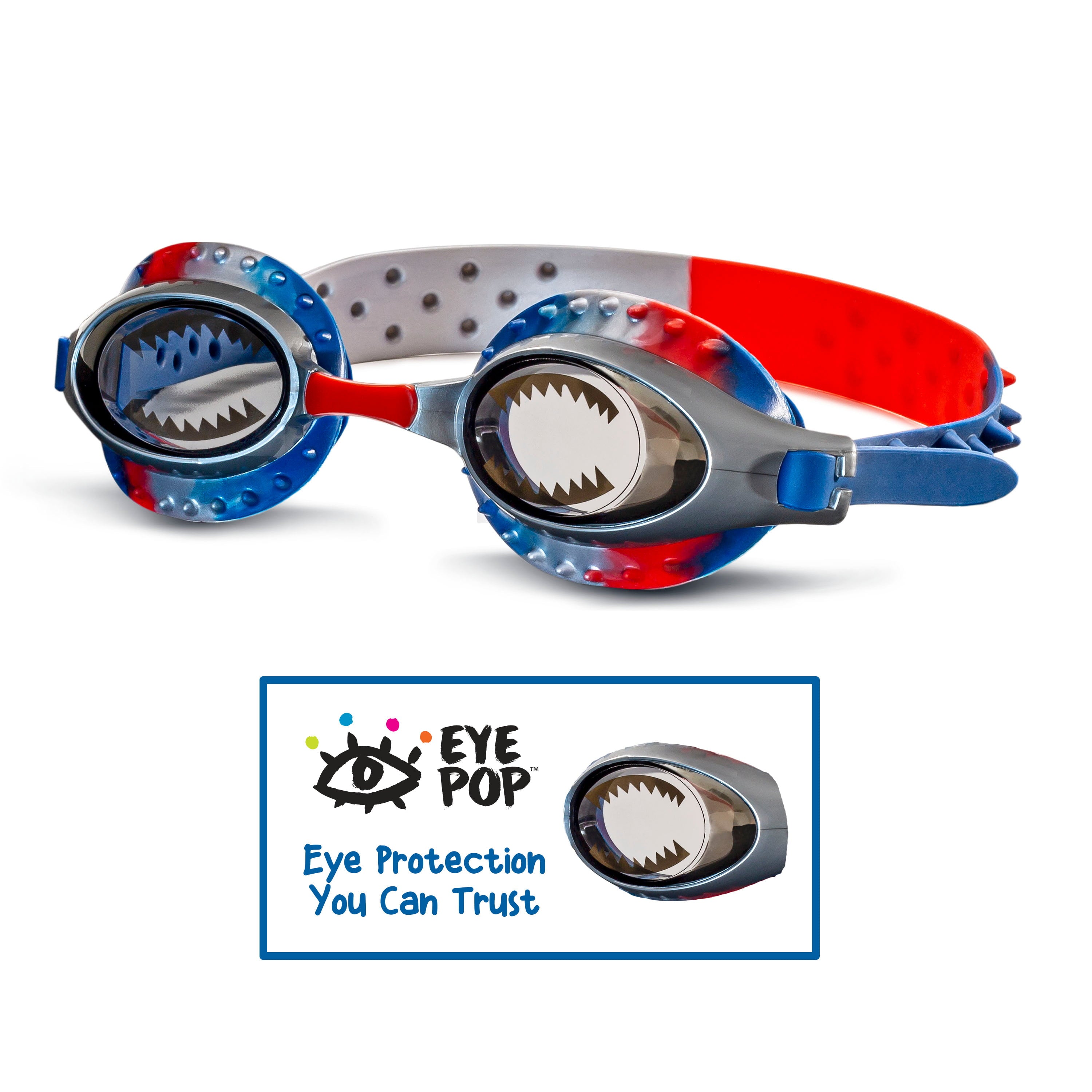 Eye Pop Blue, Red and Gray Swimming Sport Goggles