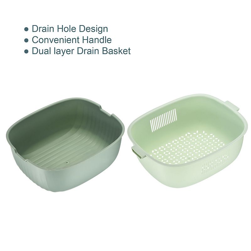 Kitchen Plastic Colander Food Strainer Fruit Washing Bowl Sets 2PCS