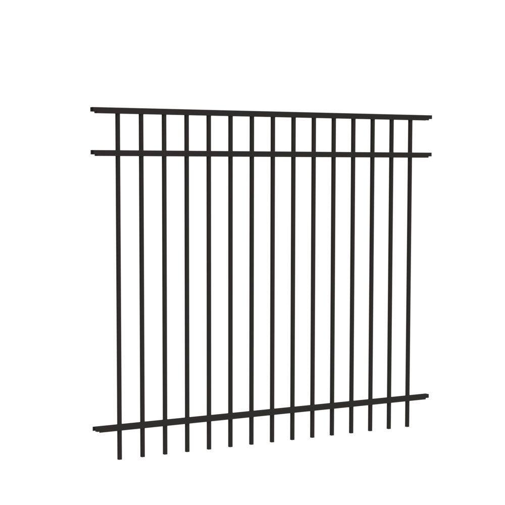 Barrette Outdoor Living Natural Reflections Standard-Duty 5 ft. H x 6 ft. W Black Aluminum Pre-Assembled Fence Panel 73002246