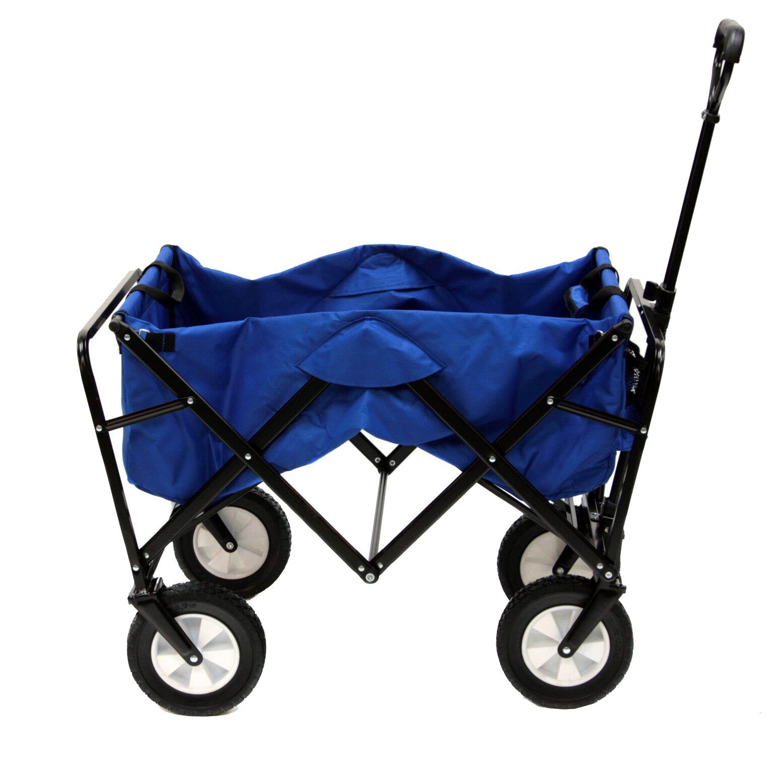 Mac Sports Collapsible Folding Steel Frame Outdoor Garden Wagon, Blue (3 Pack)