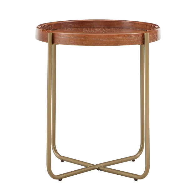 Herman End Table Metal And Wood Gold Finish Inspire Q