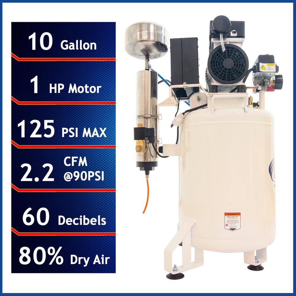 California Air Tools 10 Gal. 1 HP Stationary Electric Air Compressor with Air Drying System 10010DC