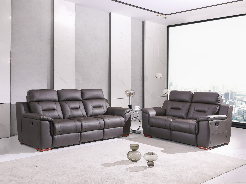 Palermo Leather Gel Match Recliner 2 Piece Set   Contemporary   Living Room Furniture Sets   by Luxuriant Furniture  Houzz