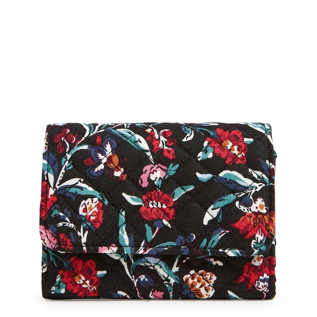 Vera Bradley  RFID Riley Compact Wallet in Perennials Noir