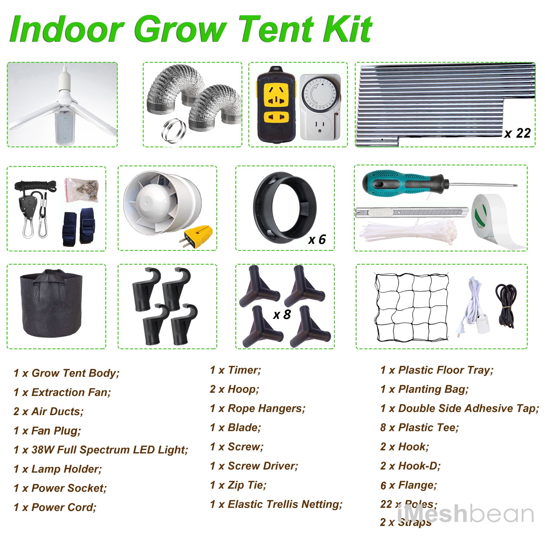 iMeshbean LED Full Spectrum Grow Tent w/48