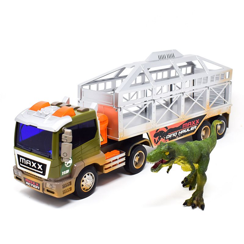 Maxx Action Truck and Dino Trailer Die-Cast Vehicle Set