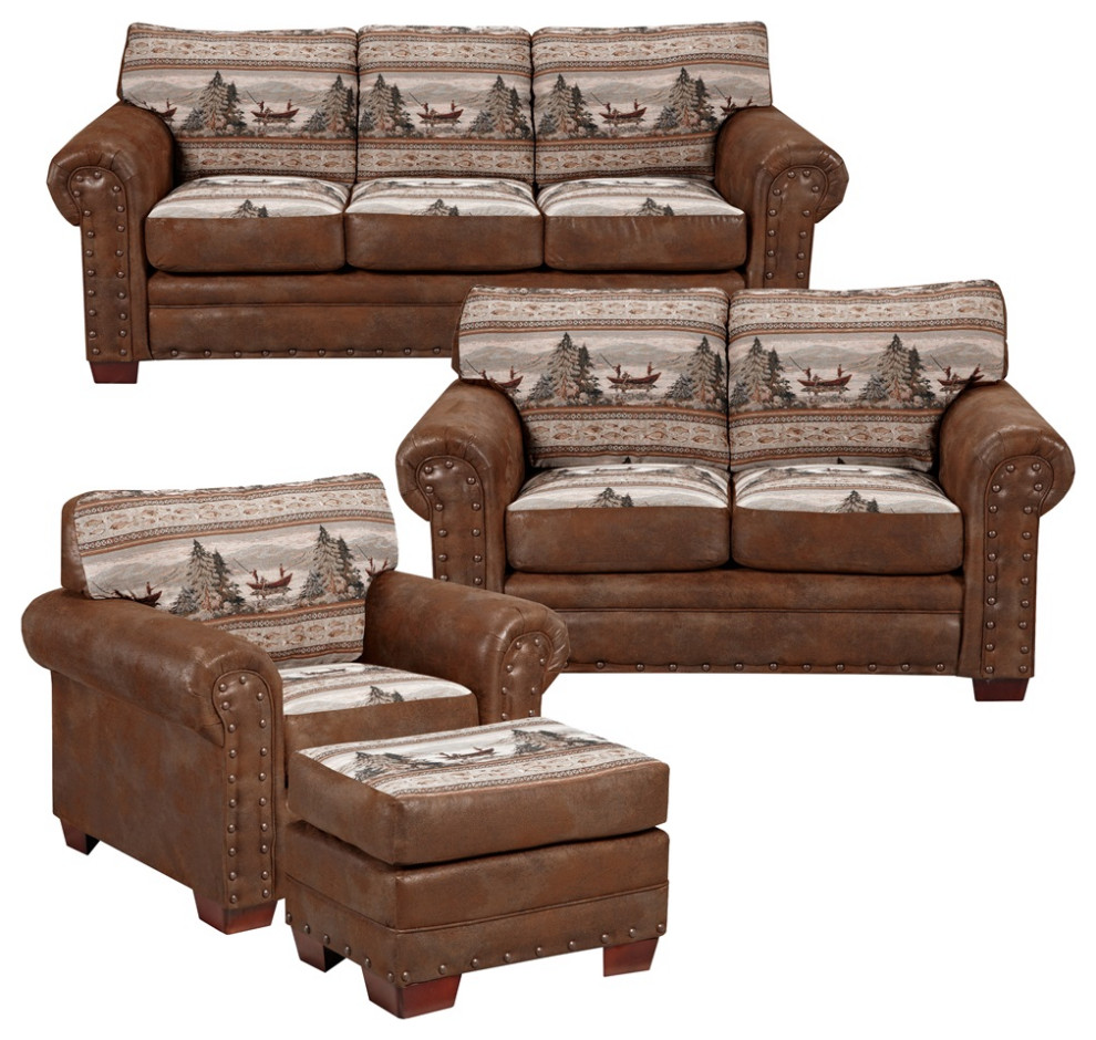 American Furniture Classics Model 8500 60S Alpine Lodge 4 Piece Set With Sleeper   Rustic   Living Room Furniture Sets   by American Furniture Classics  Houzz