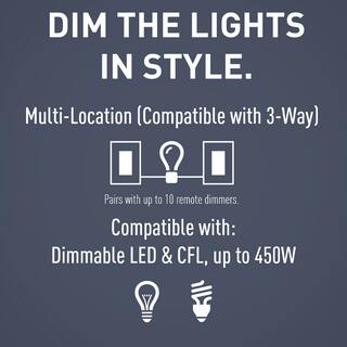 Legrand radiant 450-Watt Rocker Multi-Location LEDCFLIncandescent Master Dimmer Switch  WhiteLight AlmondIvory HCL453PMMTC