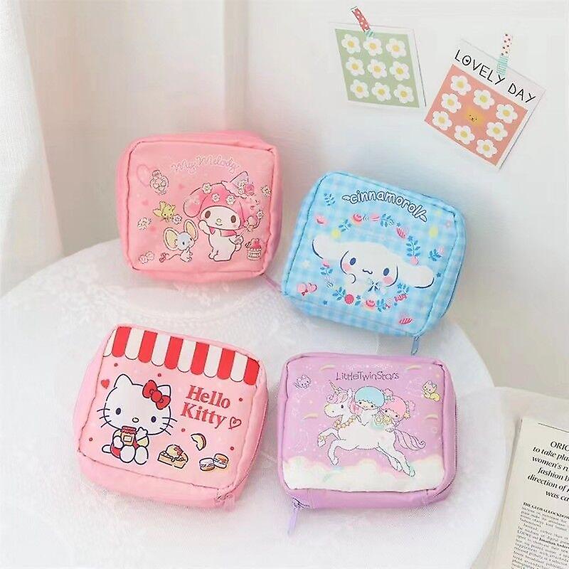 Born Pretty Sanrios Cinnamoroll Kuromi Mymelody Kawaii Cartoon Women Tampon Sanitary Napkin Storage Bag Travel Makeup Cases Coin Purse Gifts