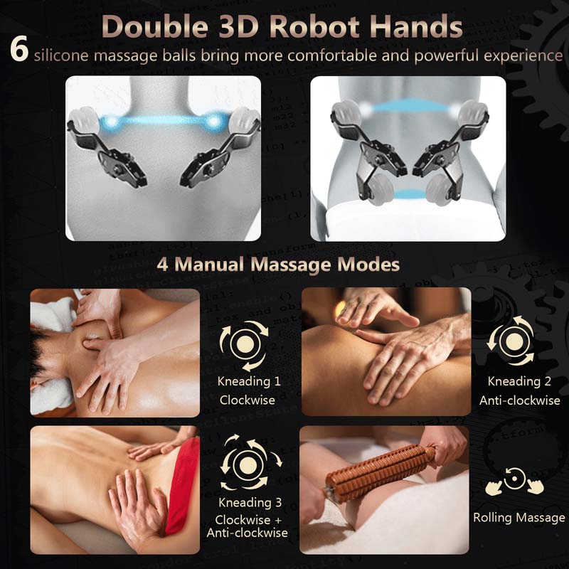 3D Robot Hands Double SL-Track Full Body Zero Gravity Massage Chair with Back Heater & Foot Roller