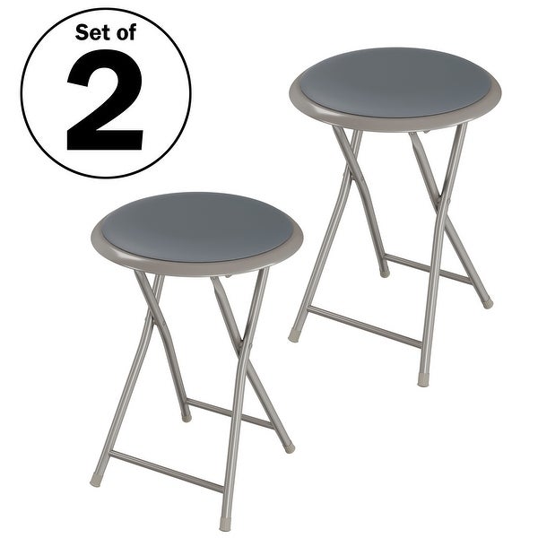 Set of Two 18-Inch Bar Stools， Gray