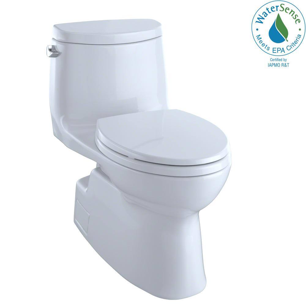 TOTO Carlyle II 1-Piece 1.28 GPF Single Flush Elongated ADA Comfort Height Toilet in Cotton White SoftClose Seat Included MS614124CEFG#01