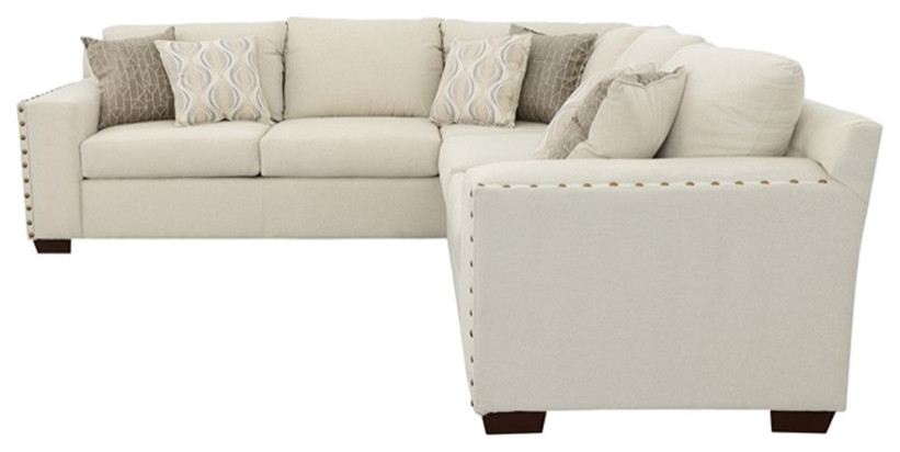 Coaster Aria Chenille Corner Sectional in Beige and Cappuccino   Transitional   Sectional Sofas   by Homesquare  Houzz