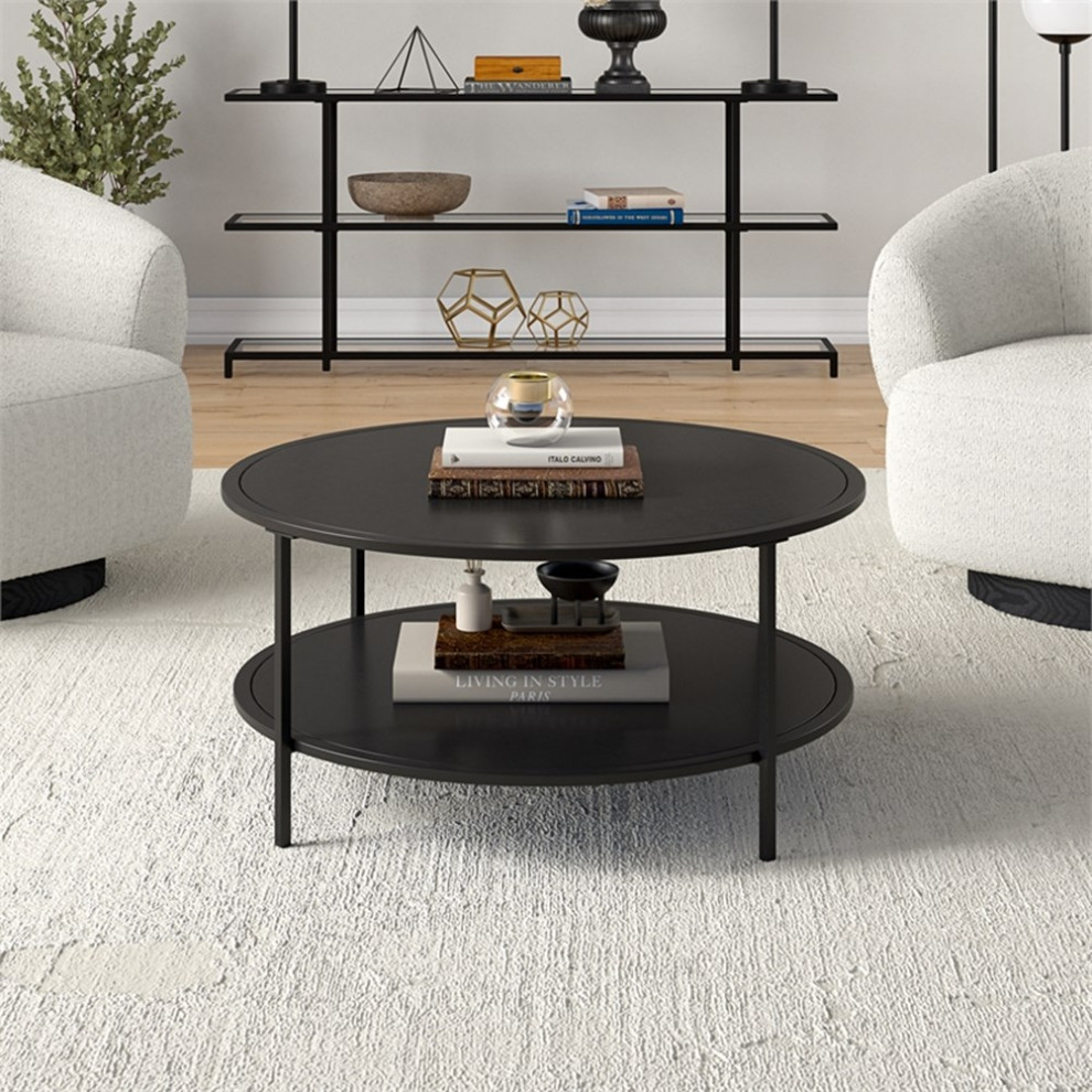 Henn ampHart 36 quotBlackened Bronze Metal/Glass Coffee Table   Transitional   Coffee Tables   by Homesquare  Houzz