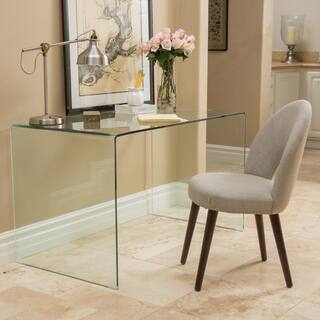 Noble House Javi Clear Tempered Glass Computer Desk 7664