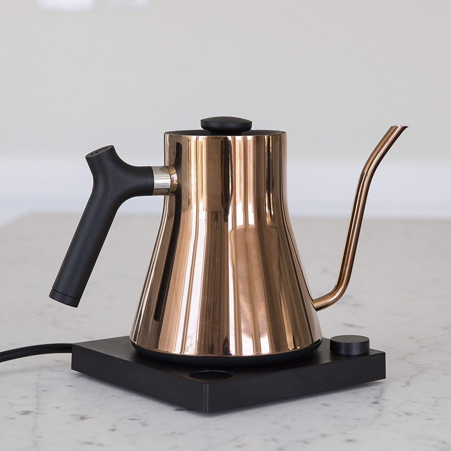 Fellow Stagg EKG Electric Gooseneck Kettle - Pour-Over Coffee and Tea Kettle - Stainless Steel Kettle Water Boiler - Quick Heating Electric Kettles for Boiling Water - Polished Copper