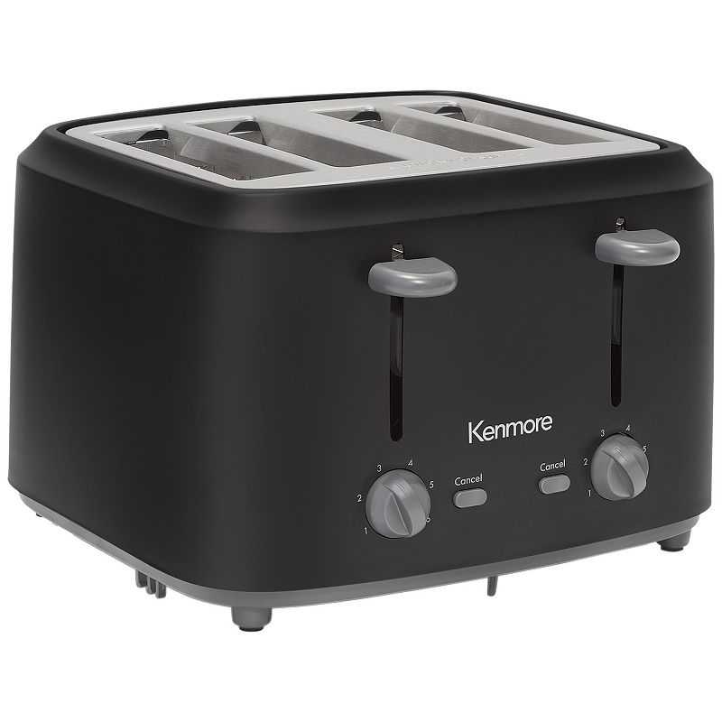 Kenmore 4-Slice Dual Control Matte Black Stainless Steel Toaster