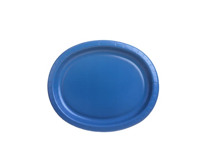 Party Dimensions Oval Paper Plate， Blue， 8 Count - 72222