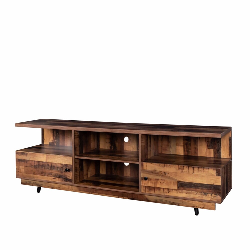 TV Stand Entertainment Centers Console Table with 2 Doors and 4 Open Shelves