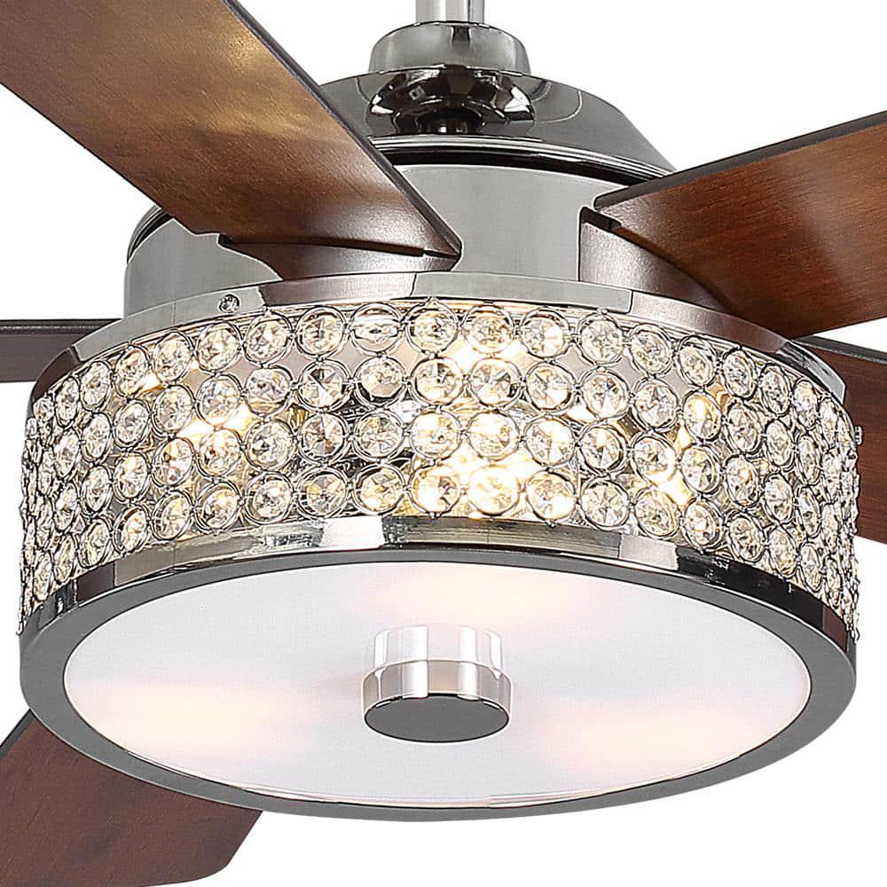 Home Decorators Collection Montclaire 52 in LED Polished Nickel Ceiling Fan with Light Kit and Remote Control